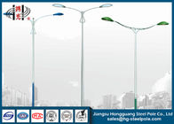 Polygonal Double Arms Commercial Outdoor Light Poles With Galvanization / Powder Coated