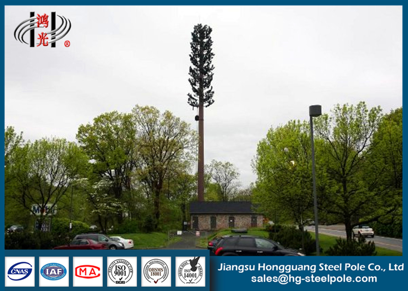 30 m Stalowe wieże telekomunikacyjne w kształcie sosny wielokątnej ocynkowane